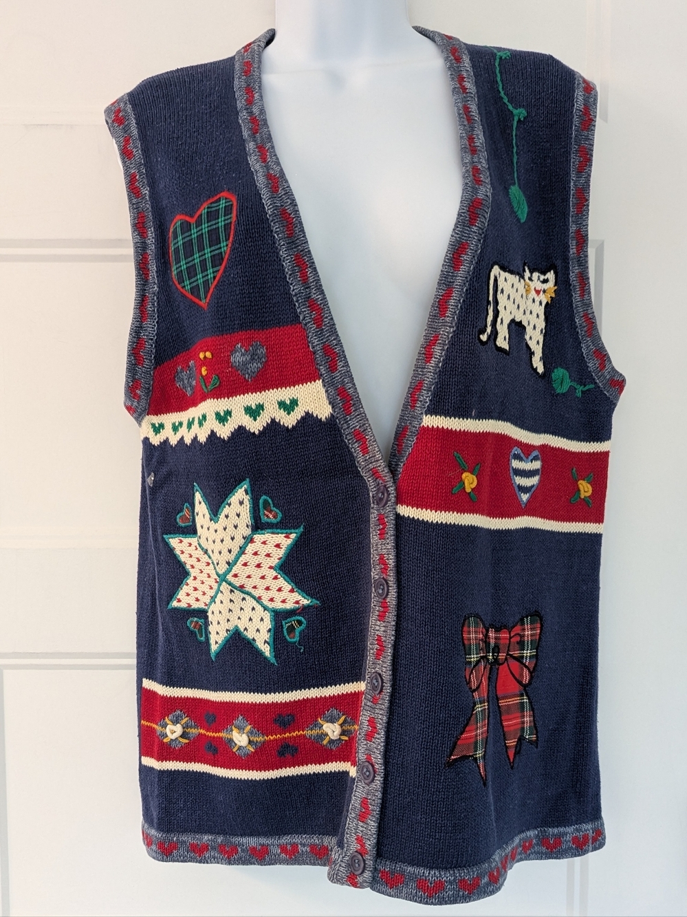 Vintage Koret Christmas Sweater Vest Small Ramie Cotton Holiday Novelty Knit - Picture 6 of 9